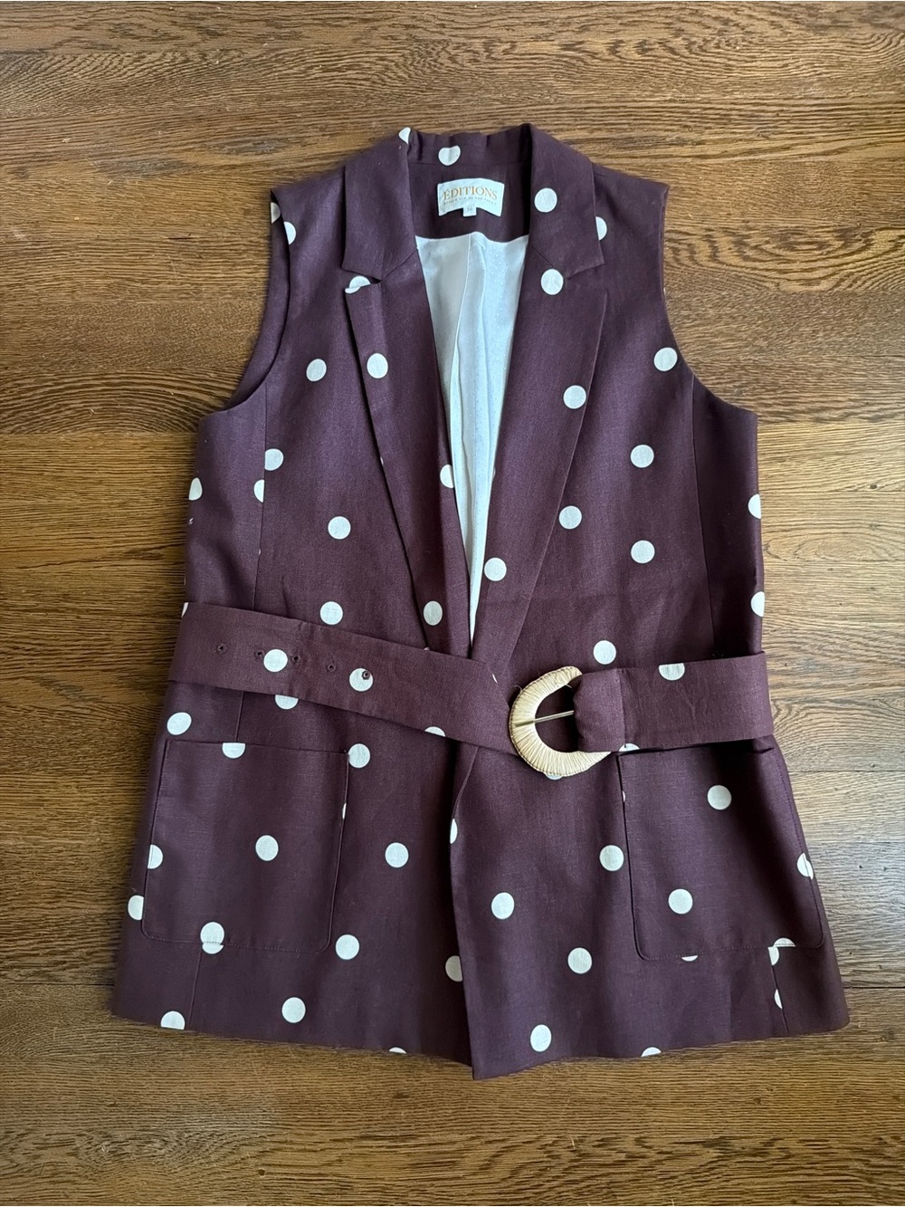 Sézane Martina Jacket Ecru polka dot on Chocolate size 4/36